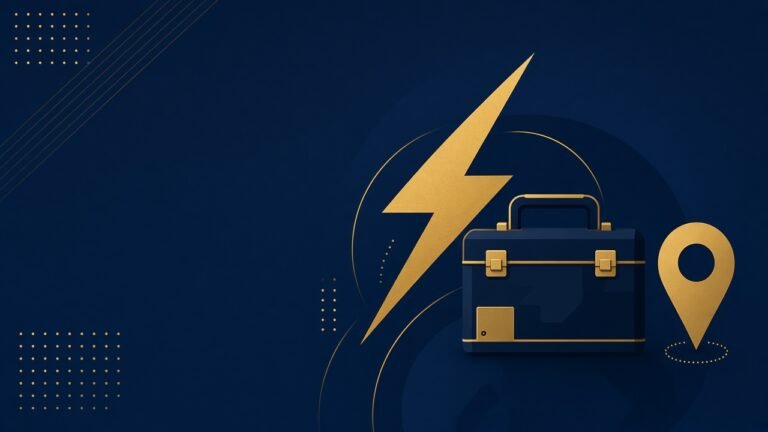 Lokales SEO für Elektriker – Blitz, Werkzeugkasten und Standort