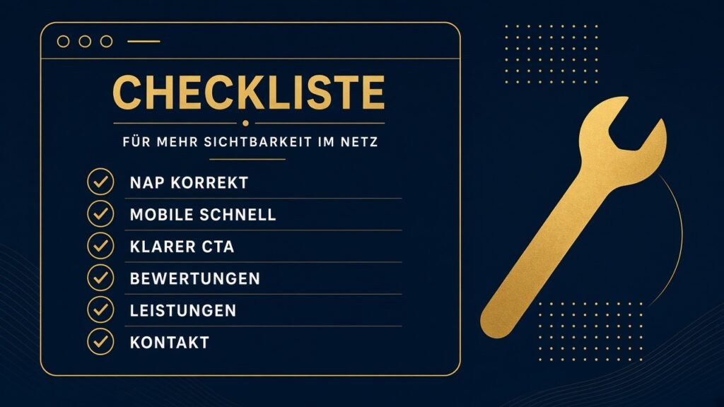 Website-Checkliste für Handwerksbetriebe – Checkliste und Schraubenschlüssel